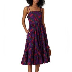 Ulla Johnson Ellyn Dress Women’s 6 Midi Tie Shoulder Straps Sleeveless Violet